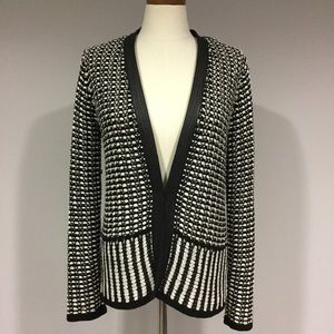 Jones New York Black & White Chunky Knit Cardigan
